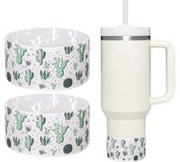 WK IEASON 2 Pcs Tumbler Bottom Protector Flask Silicone Boot for Stanley Quencher Adventure 40oz & Stanley IceFlow 20oz 30oz Compatible with Hydro Flask Wide Mouth 12oz 21oz 24oz(Cactus Clear x 2)