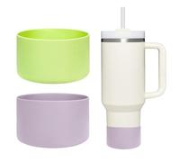 WK IEASON 2 Pcs Tumbler Bottom Protector Flask Silicone Boot for Stanley Quencher Adventure 40oz & Stanley IceFlow 20oz 30oz and Compatible with Hydro Flask Wide Mouth 12oz 21oz 24oz(Citron/Orchid)