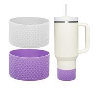 WK IEASON 2 Pcs Tumbler Bottom Protector Flask Silicone Boot for Stanley Quencher Adventure 40oz & Stanley IceFlow 20oz 30oz Compatible with Hydro Flask Wide Mouth 12oz 21oz 24oz(Diamond White/Purple)