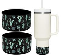 WK IEASON 2 Pcs Tumbler Bottom Protector Flask Silicone Boot for Stanley Quencher Adventure 40oz & Stanley IceFlow 20oz 30oz Compatible with Hydro Flask Wide Mouth 12oz 21oz 24oz(Cactus Black x 2)