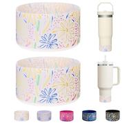 WK IEASON 2 Pcs Tumbler Bottom Protector Flask Silicone Boot for Stanley Quencher Adventure 40oz & Stanley IceFlow 20oz 30oz Compatible with Hydro Flask Wide Mouth 12oz 21oz 24oz(Flowers Clear x 2)