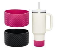WK IEASON 2 Pcs Tumbler Bottom Protector Flask Silicone Boot for Stanley Quencher Adventure 40oz &Stanley IceFlow 20oz 30oz Compatible with Hydro Flask Wide Mouth 12oz 21oz 24oz(Diamond Snapper/Black)