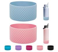 WK IEASON 2Pcs Protective Silicone Base Boot for Hydro Flask 32OZ 40OZ Wide Mouth Flask Water Bottle,Anti-Slip Silicone Sleeve Cover Bumper for Hydro Water Bottle Accessories 3.56inch Bottom Diameter
