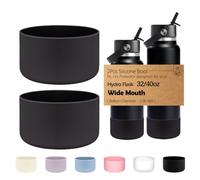 WK IEASON 2Pcs Protective Silicone Base Boot for Hydro Flask 32OZ 40OZ Wide Mouth Flask Water Bottle,Anti-Slip Silicone Sleeve Cover Bumper for Hydro Water Bottle Accessories 3.56inch Bottom Diameter