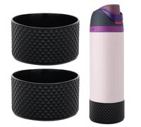 WK IEASON 2Pcs Silicone Water Bottle Boot for Owala 24oz, Protective Flask Bottom Cover Base for Owala FreeSip Twist and Flip Flask Bottles (Diamond Blackx2, 24OZ)