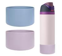 WK IEASON 2Pcs Silicone Water Bottle Boot for Owala 24oz, Protective Flask Bottom Cover Base for Owala FreeSip Twist and Flip Flask Bottles (Chambray/Orchid, 24OZ)
