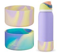 WK IEASON 2Pcs Silicone Water Bottle Boot for Owala 24oz, Protective Flask Bottom Cover Base for Owala FreeSip Twist and Flip Flask Bottles (Colorful Pink/Blue, 24OZ)