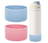 WK IEASON 2Pcs Silicone Water Bottle Boot for Owala 40oz, Protective Flask Bottom Cover Base for Owala FreeSip Twist and Flip Flask Bottles (Diomond Pink/Light blue, 40OZ)