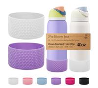 WK IEASON 2Pcs Silicone Water Bottle Boot for Owala 40oz, Protective Flask Bottom Cover Base for Owala FreeSip Twist and Flip Flask Bottles (Diomond White/Purple, 40OZ)