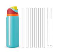 WK ieason 6Pcs Replacement Plastic Straws for Owala FreeSip 24oz & 32oz Reusable Drinking Starws for Flip Insulated Stainless Steel Water Bottle 24 oz, with 2pcs Straw Cleaner Brushes