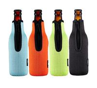 WK ieason Beer Bottle Sleeve Insulators 12oz 330ml Standard Beer Bottle Cooler Covers Zip-up Bottle Jacket 12OZ Beer Bottle Holder Non-Slip Thick Neoprene Sleeves (Orange/Green/Black/Light Blue)
