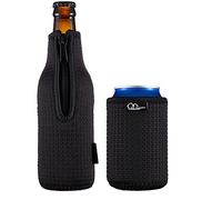 WK IEASON Beer Bottle Sleeve Insulators 12oz 330ml Standard Beer Bottle Cooler Covers Zip-up Bottle Jacket 12OZ Standard Can Sleeves Coolie Neoprene Insulator Coolers Coozies for Cans (Black)