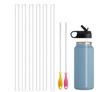 WK ieason Replacement Plastic Straws Reusable Drinking Starws Compatible with Hydro Flask Water Bottle 18-64oz and Other Brands with 2 Colorful Straw Brushes, Non Toxic Clear Straws