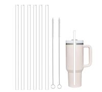 WK ieason Replacement Plastic Straws Reusable Drinking Starws Compatible with Stanley 20-40oz Tumblers and Other Brands with 2 Straw Brushes, Non Toxic Clear Straws