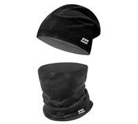 WK IEASON Winter Thermal Fleece Beanie Neck Warmer Set,Winter Running Hat and Thermal Snoods, Unisex Scarf and Fleece Beanie for Running Jogging Skiing Cycling Snowboarding Climbing Outdoor Sports