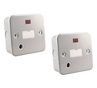 WK Metal Clad Series for Workshop, Garage etc (13A Fused Spur Unit with Neon & Cable Hole x2pcs)