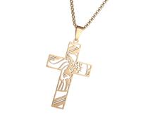 WKabnkn Adjustable Length Crucifix Charm Necklace Handmade Metal Neckchain Unisex Clavicle Chain Stylish Religious Gift Jewelry Hip Hop Jewelry
