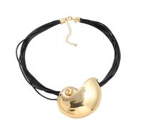WKabnkn Fashionable Metal Conch Necklace For Women Elegant PU Leather Rope Choker Stylish Neckchain Eye Catching Accessories Fashion Jewelry