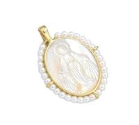 WKabnkn Fashionable Oval Medals Virgin Marys Pendant Charm Accessory For Jewelry Making With Freshwater Pearls And Shells Inlay Designs