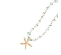 WKabnkn Layered Sea Star Necklace With Crystal & Pearls Lightweight Adjustable Chain For Everyday Or Evening Wear Inspired Collarbone Chain