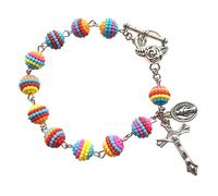 WKabnkn Rainbow Beaded Bracelets Cross Beaded Bangles Formal Wear Bracelets Alloy For Woman Girls Teens Rainbow Beads