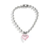 WKabnkn Y2K Jewelry Transparent Love-shape Pendant Necklace For Women Fashion Punk Color Korean Charm Aesthetic Heart Collarbone Chain Love-shape