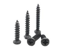 WKAIYUAN 100pcs M1.8 Black Carbon Steel Cross Round Head Self-tapping Screw(6mm)