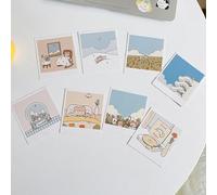 WKAIYUAN 8 Sheets Korean version of the ins style cartoon little girl poster card girl bedroom wall stickers decoration posing shot-8 sheets