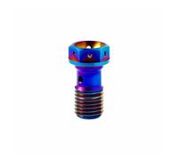 WKAIYUAN M10 Titanium Motorcycle Banjo Bolt Brake Hose Screw Bleed Nipple Caliper Oil Drain Screw Single Hole Clutch Line Fastener(Burn blue,M10x1.0mm)