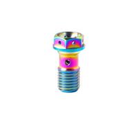 WKAIYUAN M10 Titanium Motorcycle Banjo Bolt Brake Hose Screw Bleed Nipple Caliper Oil Drain Screw Single Hole Clutch Line Fastener(Rainbow,M10x1.25mm)