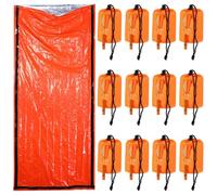 wkao 12-Piece Emergency Sleeping Bag Set with Whistle, Waterproof Survival Bivvy Sack for Hiking, Camping, and Outdoor Survival
