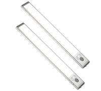 wkao 2 Pcs LED Under Cabinet Lighting, Rechargeable Motion Sensor Light, Dimmable Closet Lights, Wireless Under Counter Light, 3 Color Temperatures, 1500mAh, Stick-on Anywhere, FCC & CE Certified