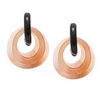 wkao 2 Pcs Vintage Geometric Dangle Earrings, Lightweight Resin Jewelry With Brown Marble Texture For Sensitive Ears