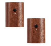 wkao 2 Pcs Wooden Motion Sensor Night Lights, Wireless Stair Lights with Motion Sensor, USB Rechargeable Stair Lamp, 2700-3000K Warm Light, Unique Wood Grain for Hallway Stairway