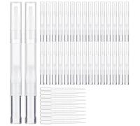 wkao 3 Ml Empty Cuticle Oil Pens, 50 Pieces, With 10 Droppers, Brush Tips Transparent Twist Pens, Empty Nail Oil Pens, Eyelash Growth Liquid Tubes, Etic Lip Gloss Containers