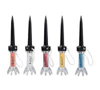 wkao 5 Pcs Quick-Connect Golf Tees, Multicolor, 3.1 in / 79 mm Polymer Ball Holders with Flexible Shaft, Anti-Loss Rope, Stable Claw Base, for Consistent Straight Driving Golf Training Aid