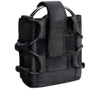 wkao Black Handcuff Case, Nylon, Compact Pouch for Armed Use, Molly Attachment, Elastic Cord, Fastener, Compatible with 2 in / 5 Cm Duty Belts