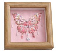 wkao Butterfly Embroidery Diy Material Kit, Handcrafted Beaded Needlework Art With Frame & Loop, Relaxing Easy Craft Project, Unique Present, Home Decor