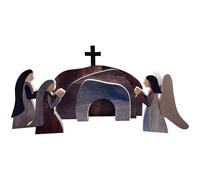 wkao Easter Resurrection Scene Set, Empty Tomb Cross Figures Decor, Religious Tabletop Ornament, Jesus Resurrection Holiday Display, 11.8 x 6.7 x 2.0 in, Multicolor
