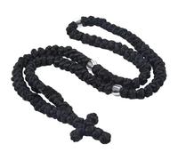 wkao Handmade 2 Pcs Orthodox Prayer Rope Charm, 11 In / 28 Cm Black Wax, Christian Rear View Mirror Pendant