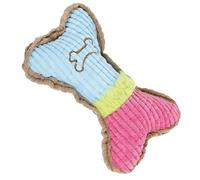 wkao Plush Dog Bone Toy, 6.7 x 3.9 in, Safe PP Cotton Filling, Long-Lasting Bite-Resistant Chew Toy, Soft Corn Fleece for Puppy and Cat Teething, Interactive Play, Blue and Pink