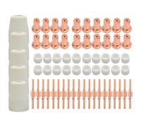 wkao Pt-31 Plasma Cutter Kit, 65 Pcs, Copper Made Consumables, 40A, Includes Extended Electrode, Nozzle, Ceramic Cup, Gas Diffuser, Fit Pt31 Torch