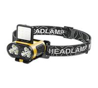 wkao Rechargeable Led Headlamp, 1200 Mah Battery, Cob Wide Beam, Triple-Led Spotlight, 180° Adjustable, Hat Clip, Bright Long Runtime Head Light with Multiple Modes