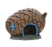 wkao Resin Pinecone Reptile Hideout, Pet Shelter Cave, Realistic Pine Cone Texture with Blue Window, 6.1 x 4.1 x 4.5 in, Safe Hideaway for Small Animals, Aquarium Decor