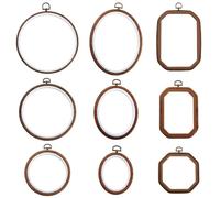 wkao Set Of 9 Vintage Diy Embroidery Cross Stitch Frames, Assorted Shapes Like Round, Oval, Rectangular, Octagonal For Handmade Home Décor
