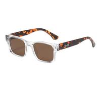 wkao Square Frame Sunglasses for Men Women, Fashion Chunky Clear Frame, Lightweight Unisex with Sun Defense, Vintage Style Rivets, Brown Lens