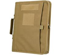 wkao Water-Resistant Tactical A4 Zipper Binder, Army Military Padfolio, Khaki Oxford Cloth Notebook Cover