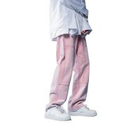 WKAYsIV 511 Regular Fit Jeans Mens Straight Leg Baggy Oversize Wide Leg Cargo Pants 559 Stretch (Pink, XXXL)