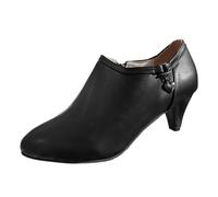 WKAYsIV Ankle Boots For Women Low Heel Black Ladies Ankle Cowboy Boots Western Suede Zip Pointed Toe Heel Shoes Sizes 3-8 Womens Ankle Boots 5 13.99