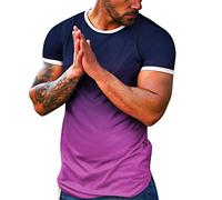 WKAYsIV Big Tall T Shirts for Men Mens Spring Summer Casual Sports Gradient Round Neck Pullover Short Sleeve T Shirt Mens Short Sleeve Top Purple